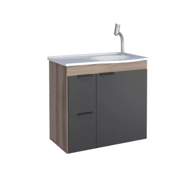 Gabinete para Banheiro em Madeira Preto/Tamarindo Margarida Cozimax